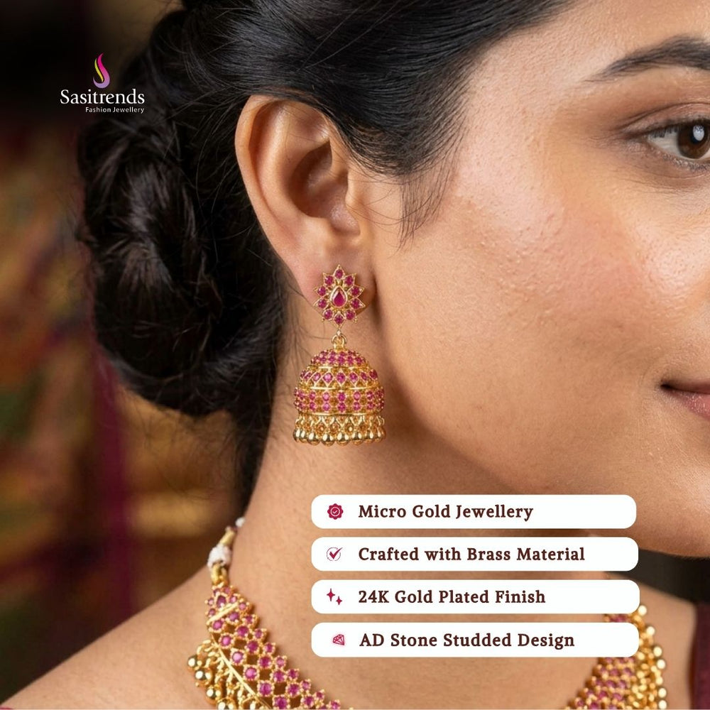 Guaranteed micro gold plated AD stone earrings - Sasitrends
