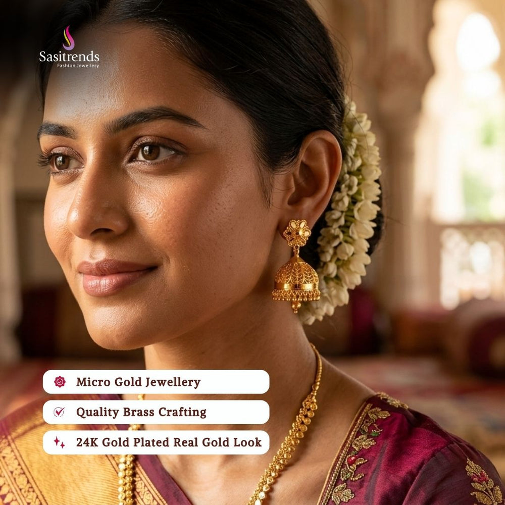Guaranteed Micro gold plated real gold look earrings model image - Sasitrends