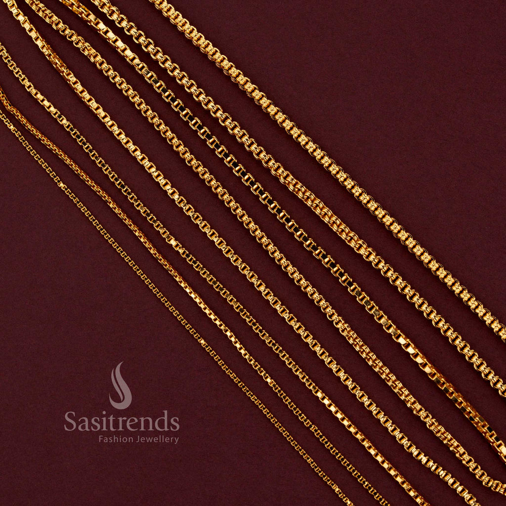 Savitham Link micro gold plated traditional chain featuring intricate interlocking link detailing and elegant traditional craftsmanship - Sasitrends.