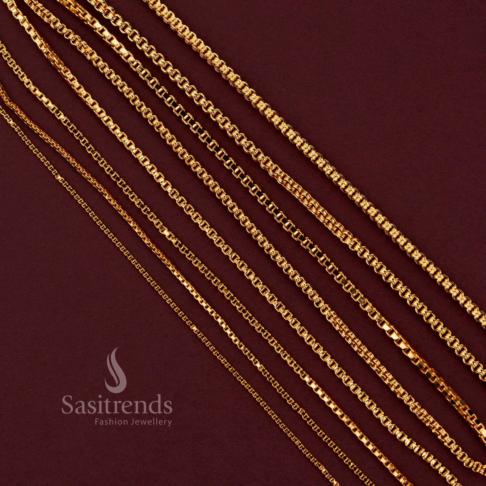 Savitham Link micro gold plated traditional chain featuring intricate interlocking link detailing and elegant traditional craftsmanship - Sasitrends.
