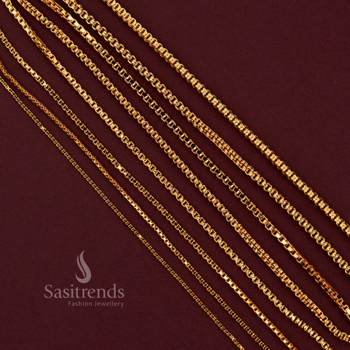 Savitham Link micro gold plated traditional chain featuring intricate interlocking link detailing and elegant traditional craftsmanship - Sasitrends.