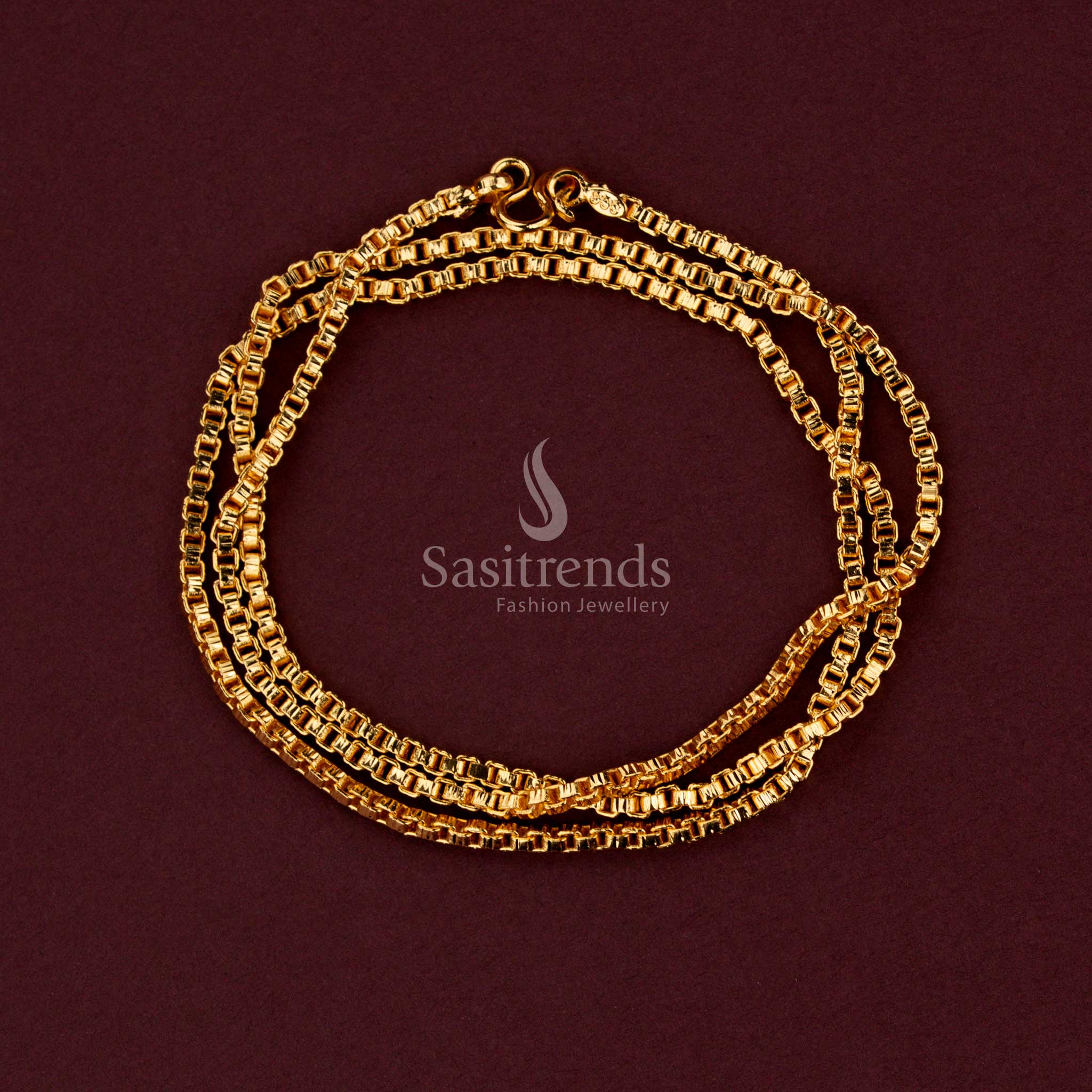 Traditional designer chain showcasing intricate craftsmanship with luxurious micro gold plated finishing for special occasions - Sasitrends.