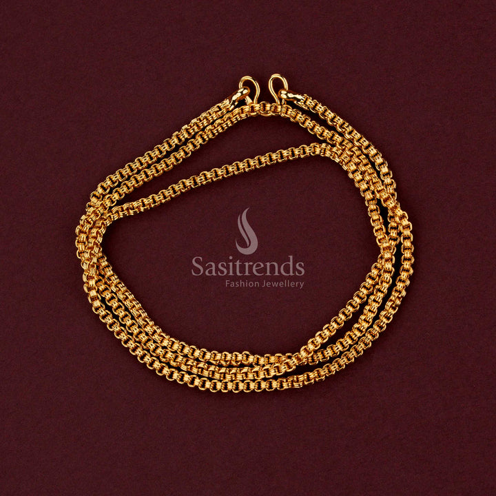 Premium micro gold plated chain with beautifully arranged geometric structures and sophisticated ethnic styling - Sasitrends.