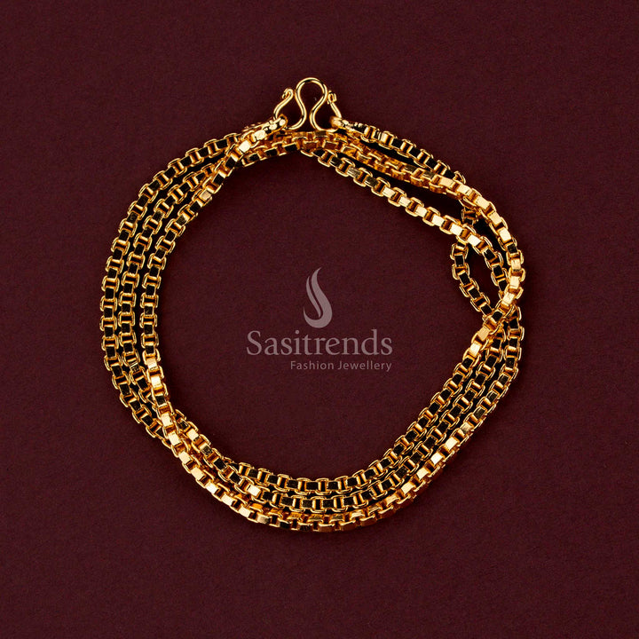 Premium micro gold plated chain with beautifully arranged geometric structures and sophisticated ethnic styling - Sasitrends.