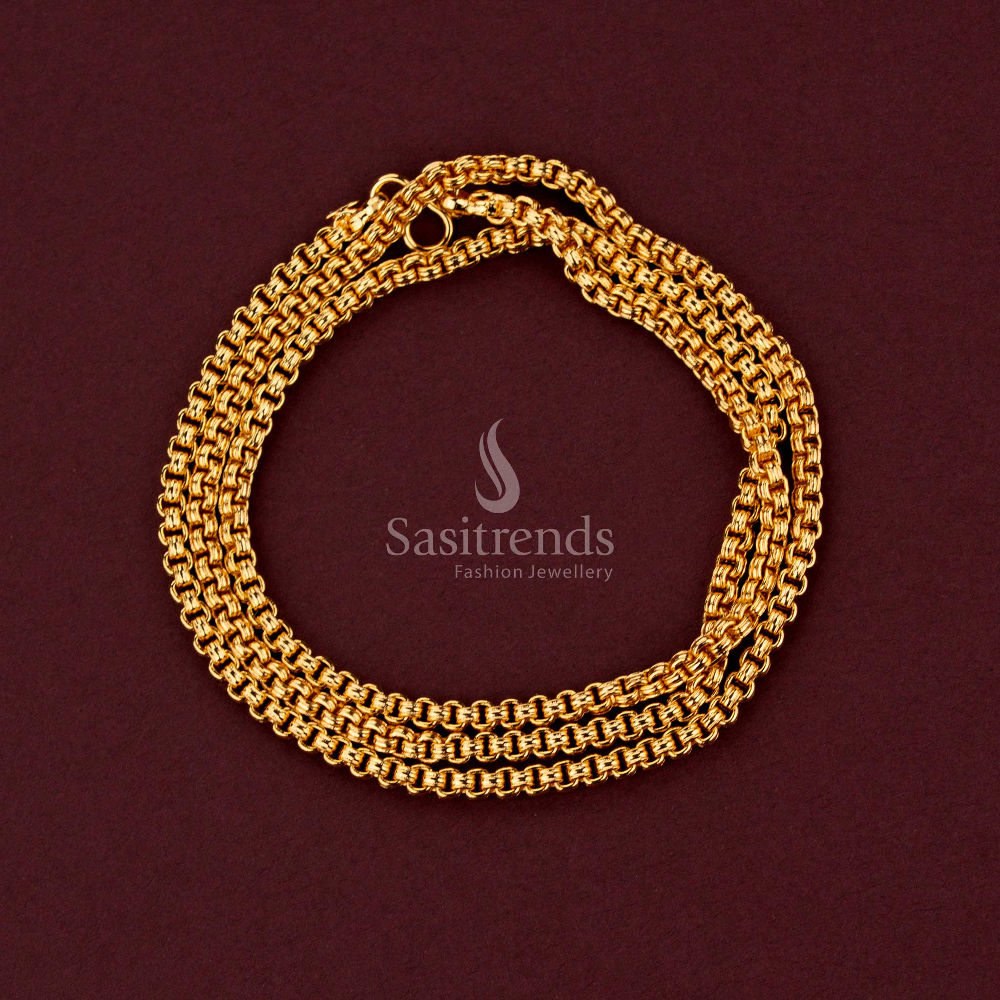 Premium micro gold plated chain with beautifully arranged geometric structures and sophisticated ethnic styling - Sasitrends.
