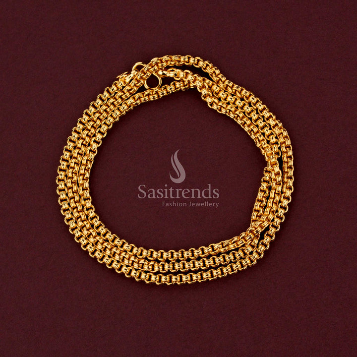 Premium micro gold plated chain with beautifully arranged geometric structures and sophisticated ethnic styling - Sasitrends.
