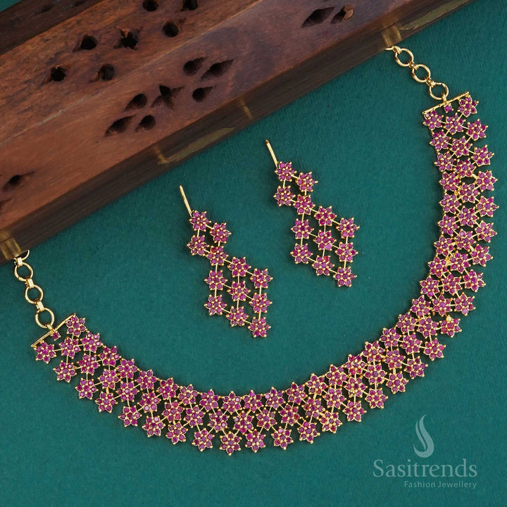 Elegant Micro Gold Plated Jewellery Set with American Diamond Stars | Sasitrends
