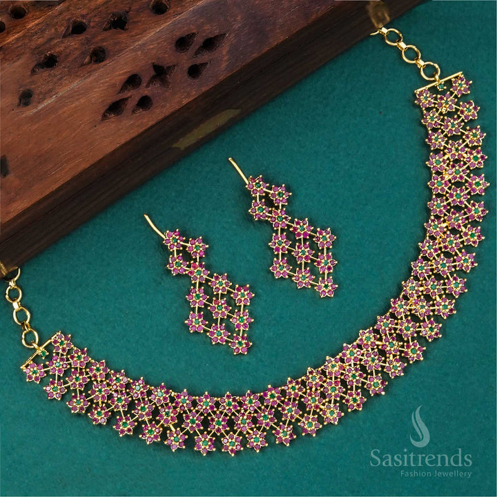 Latest American Diamond Wedding Jewellery Set - Rhodium Plated - Sasitrends