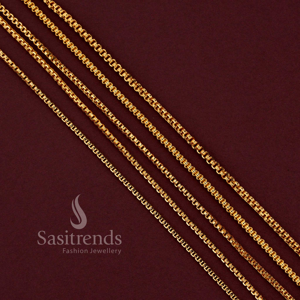 Traditional designer chain showcasing intricate craftsmanship with luxurious micro gold plated finishing for special occasions - Sasitrends.