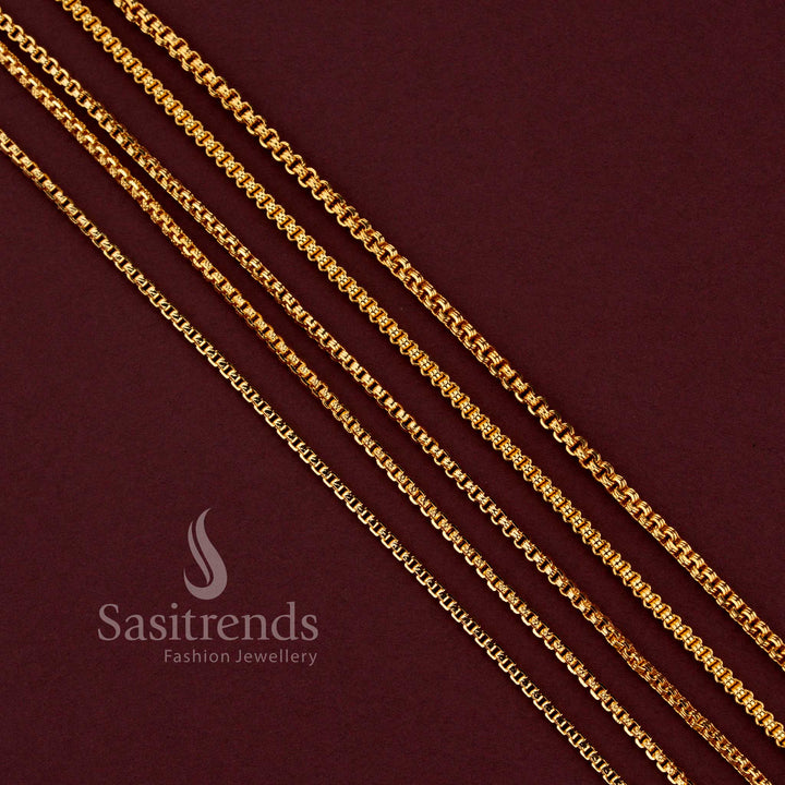 Traditional designer chain showcasing intricate craftsmanship with luxurious micro gold plated finishing for special occasions - Sasitrends.