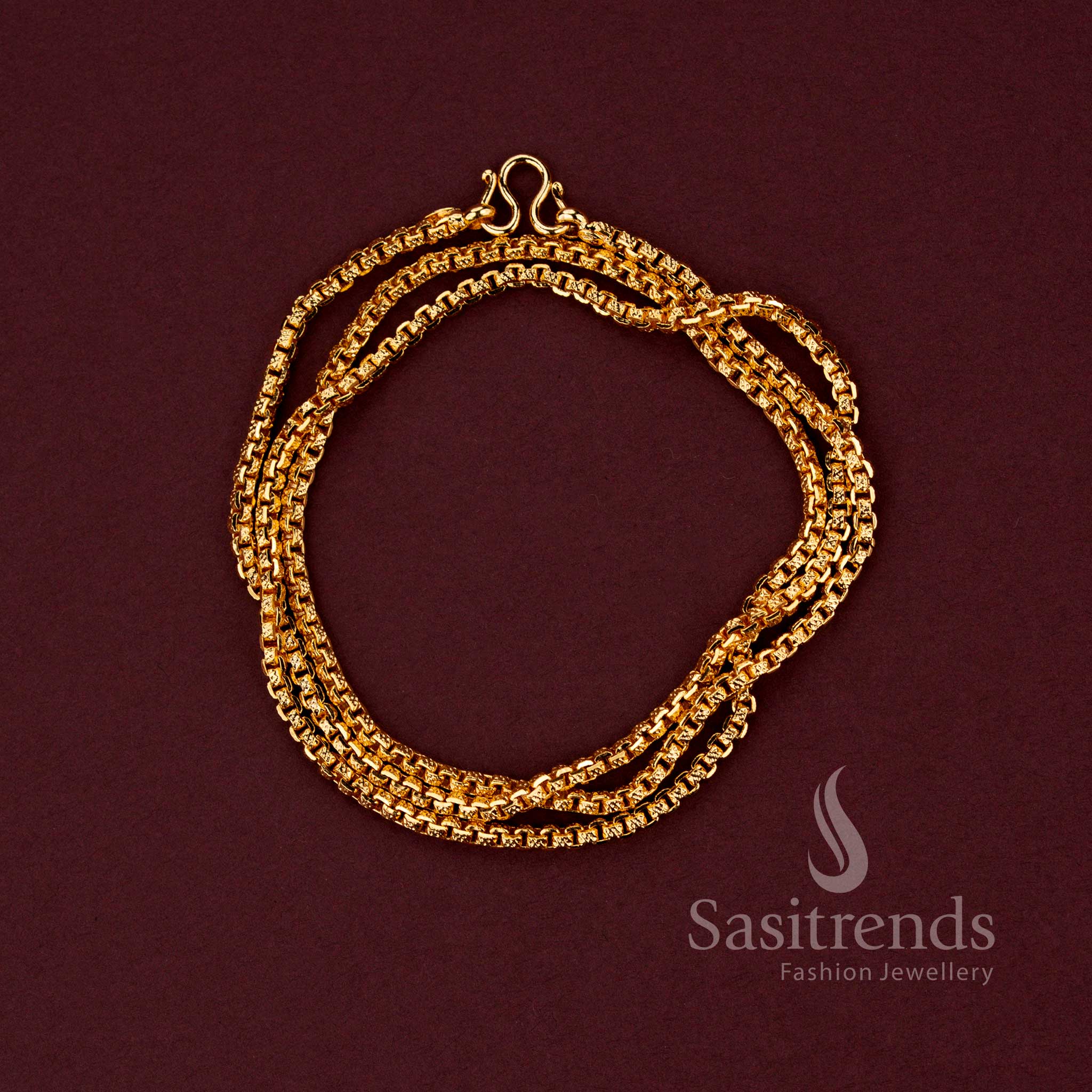 Grand festive wear micro gold plated neck chain featuring refined cut-finish motifs and premium traditional design - Sasitrends.