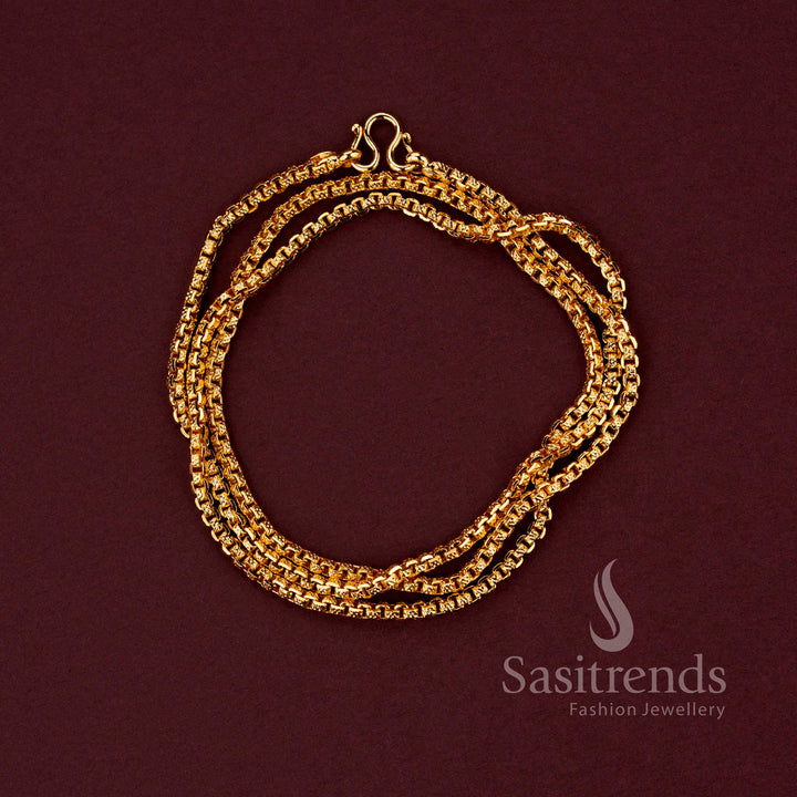 Grand festive wear micro gold plated neck chain featuring refined cut-finish motifs and premium traditional design - Sasitrends.
