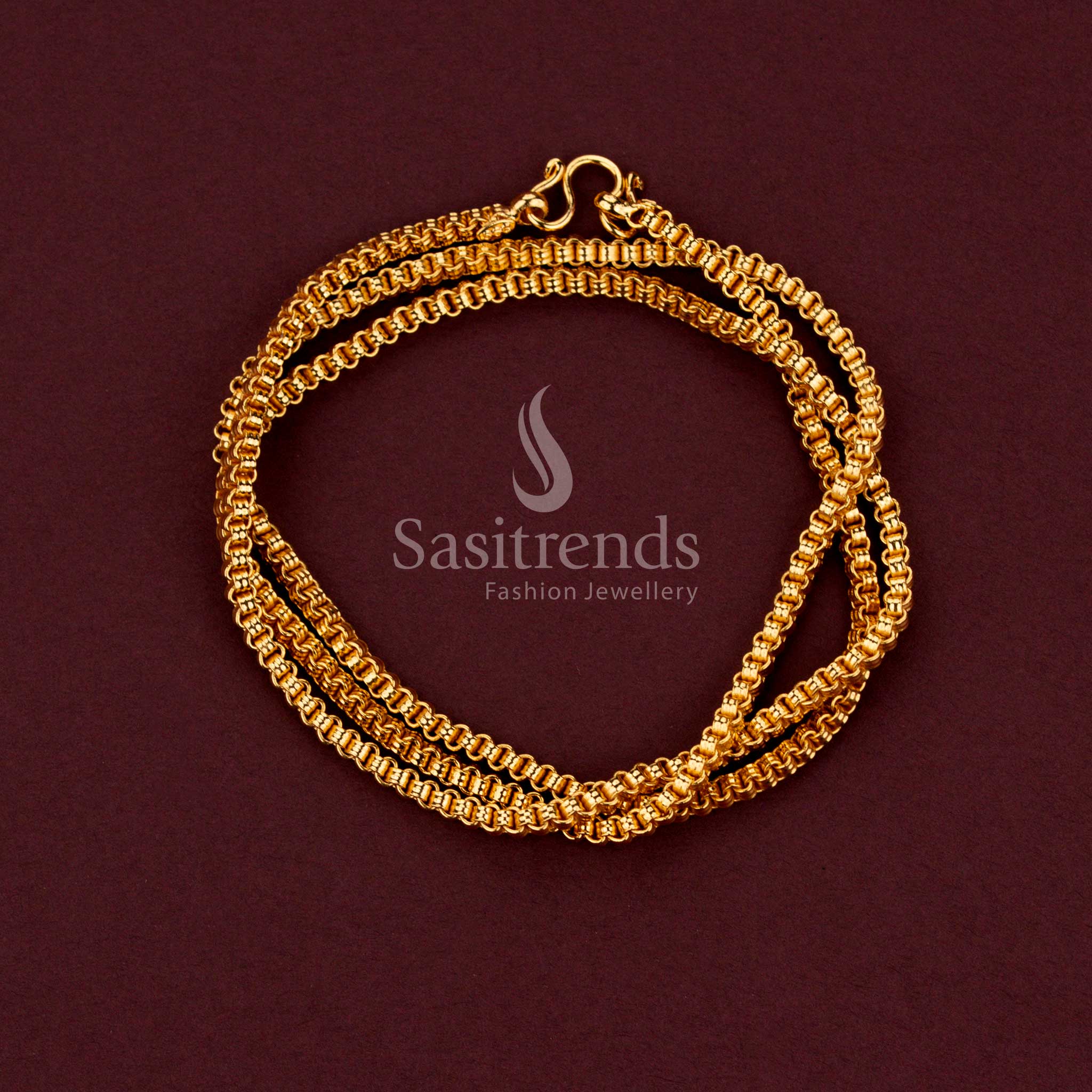 Grand festive wear micro gold plated neck chain featuring refined cut-finish motifs and premium traditional design - Sasitrends.
