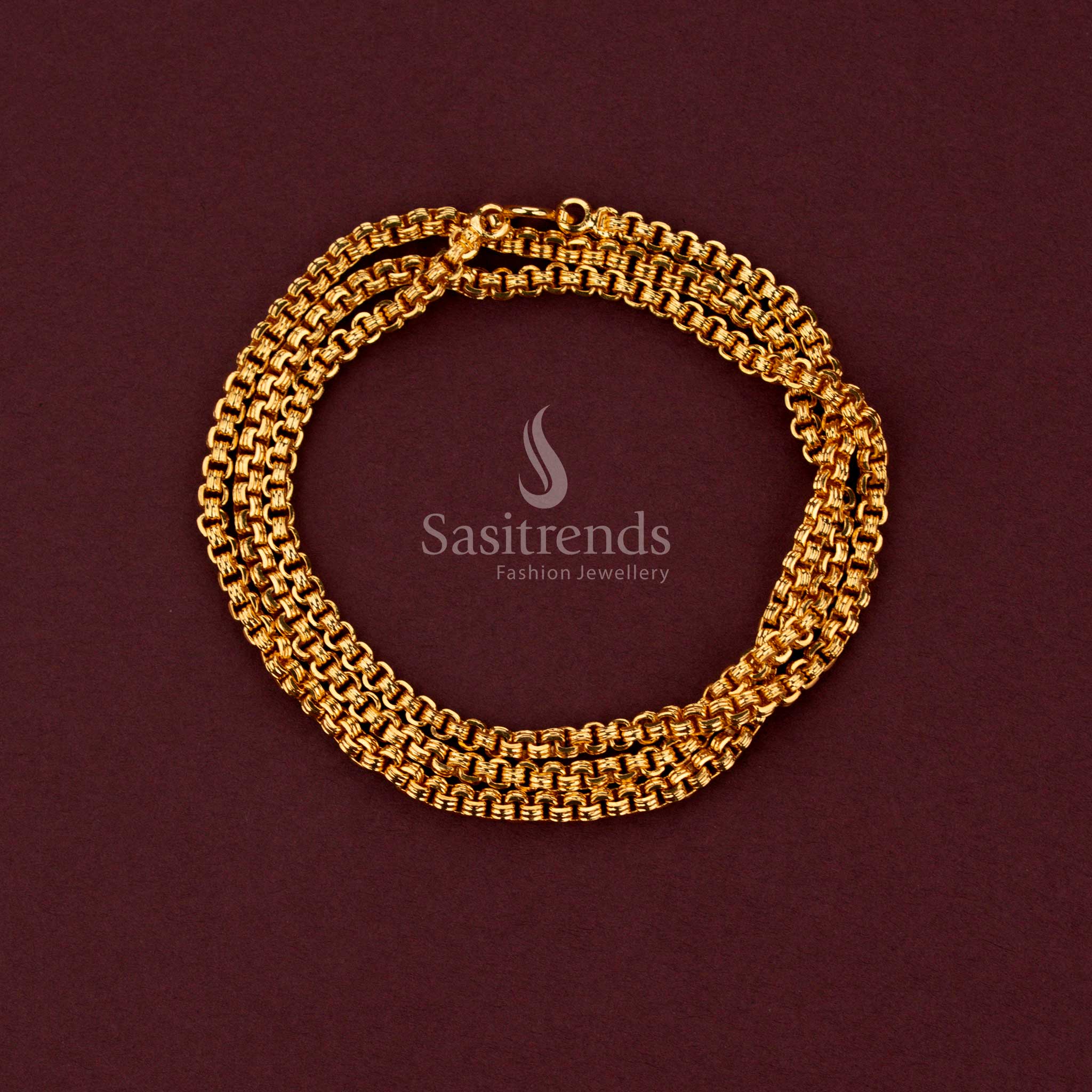 Traditional designer chain showcasing intricate craftsmanship with luxurious micro gold plated finishing for special occasions - Sasitrends.
