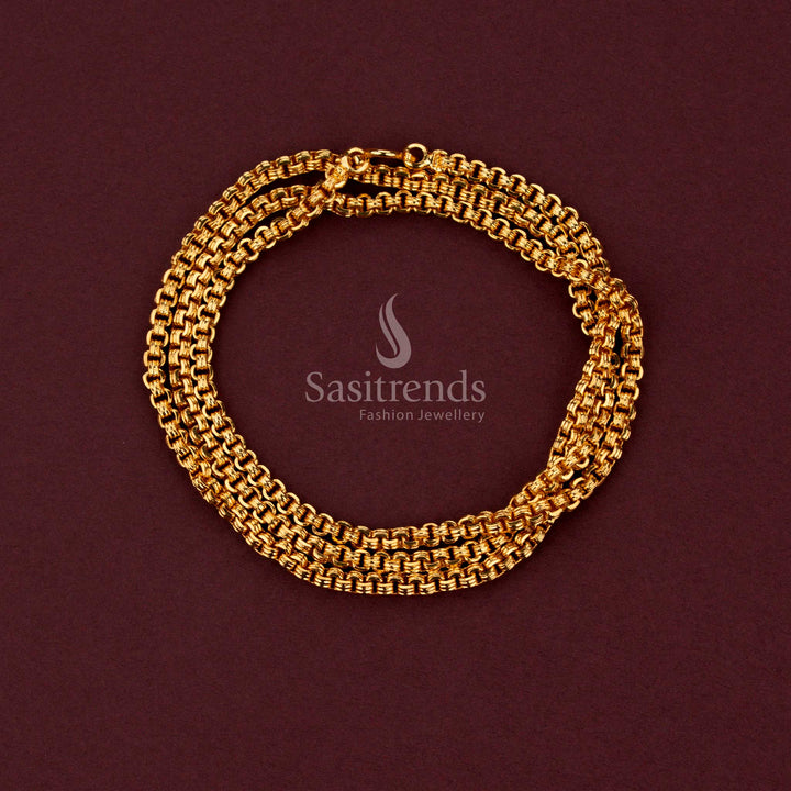 Traditional designer chain showcasing intricate craftsmanship with luxurious micro gold plated finishing for special occasions - Sasitrends.