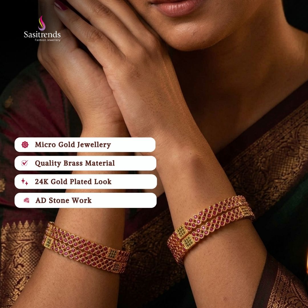 Guaranteed Micro gold plated AD stone bangles model image - Sasitrends