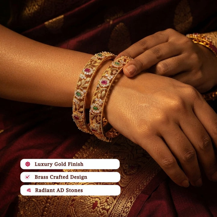 Guaranteed Micro gold plated AD stone bangles model image - Sasitrends
