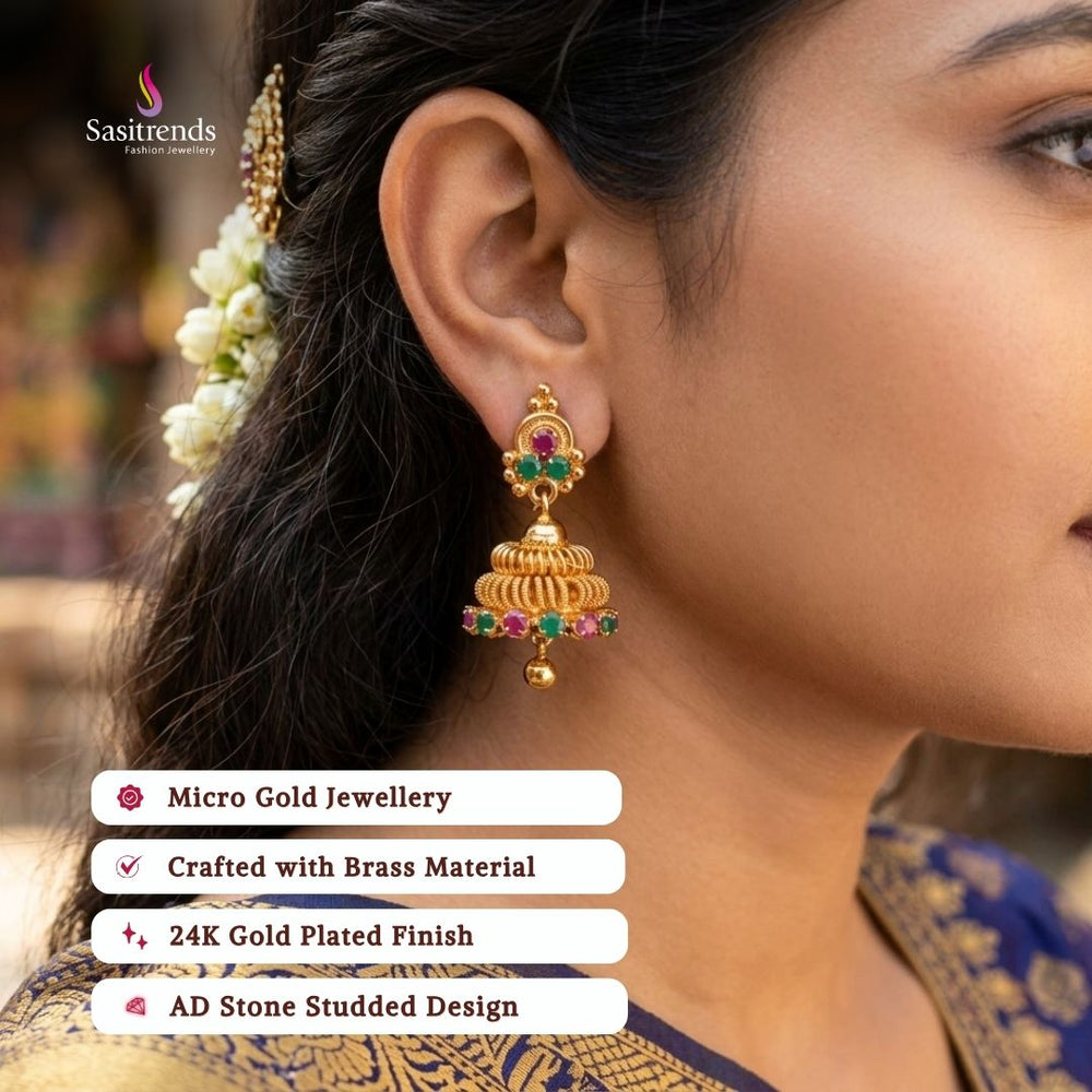 Micro gold plated jhumka model image - Sasitrends