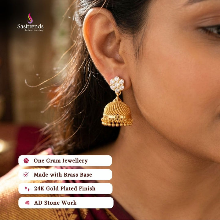 Micro gold plated jhumka model image - Sasitrends