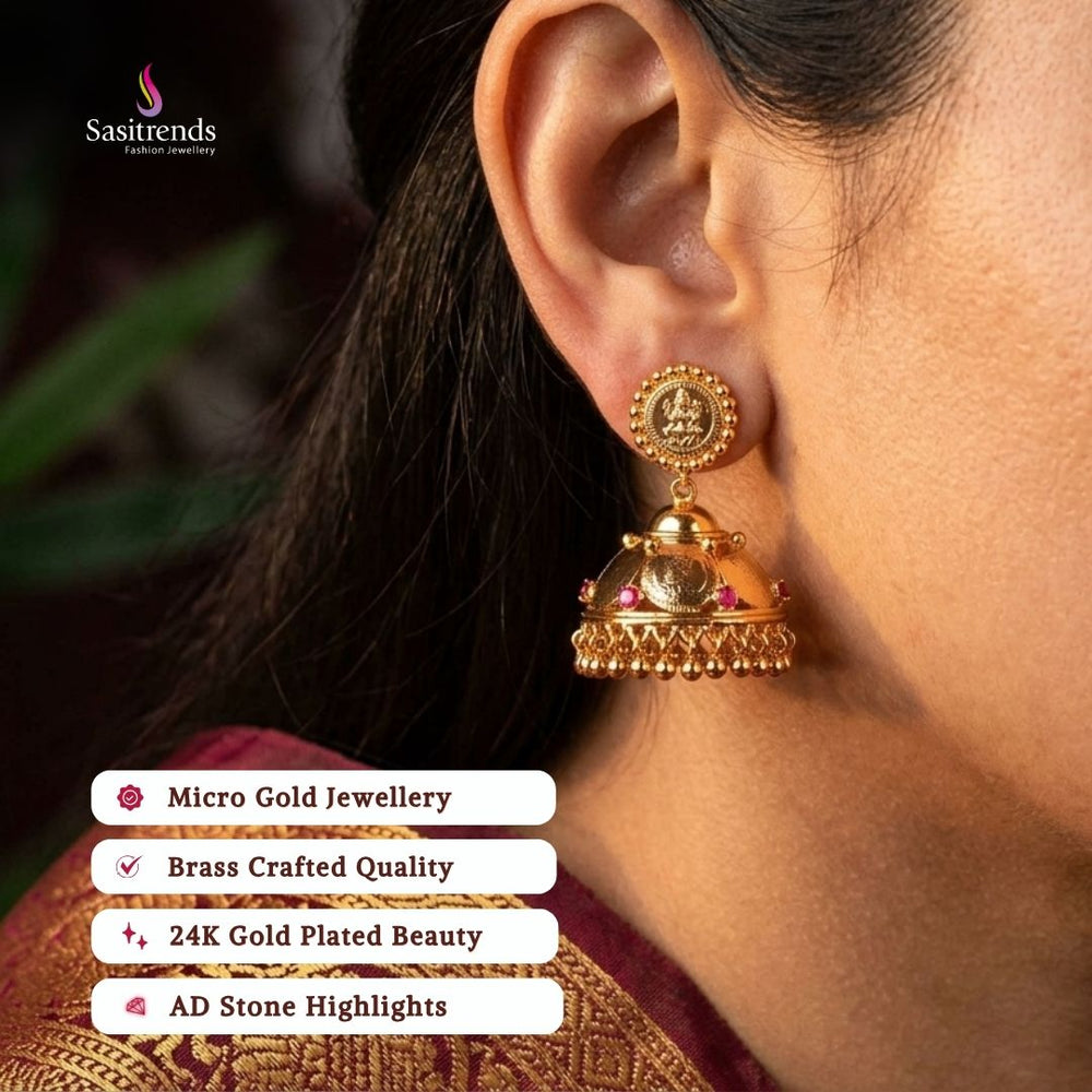 Micro gold plated jhumka model image - Sasitrends