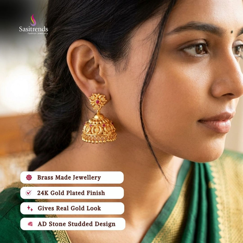 Micro gold plated jhumka model image - Sasitrends