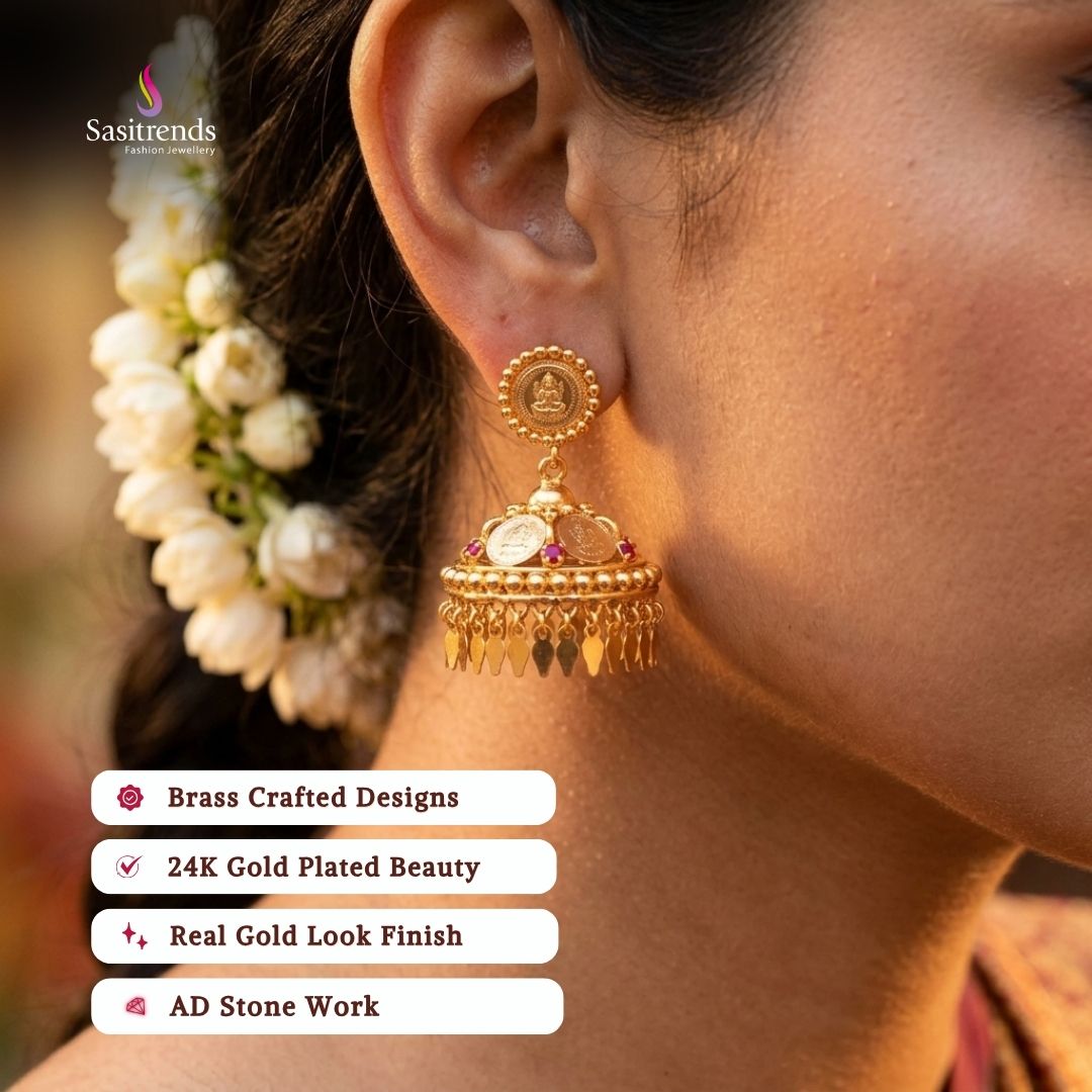 Micro gold plated jhumka model image - Sasitrends