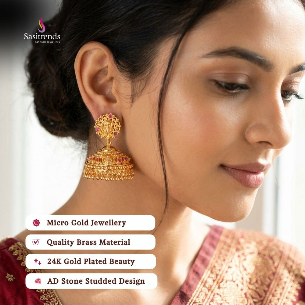 Micro gold plated jhumka model image - Sasitrends