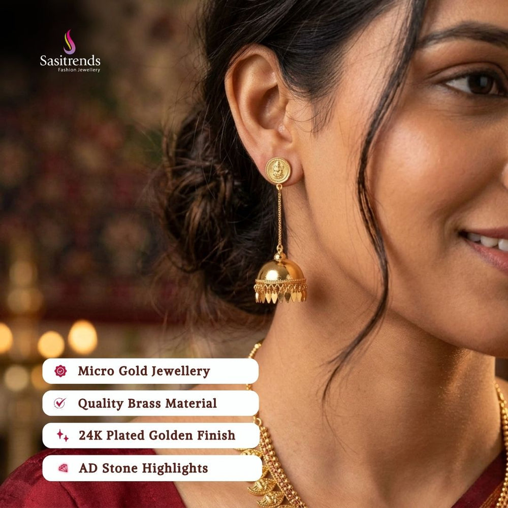 Micro gold plated jhumka model image - Sasitrends