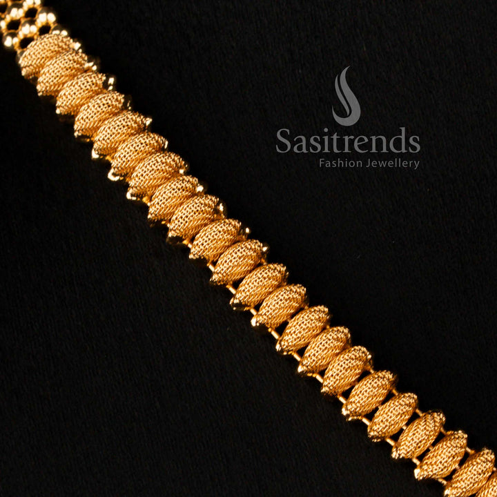 Premium One Gram Micro Gold Plated Heritage Filigree Paisley Necklace with Colourful Accent Stones for Weddings - Sasitrends