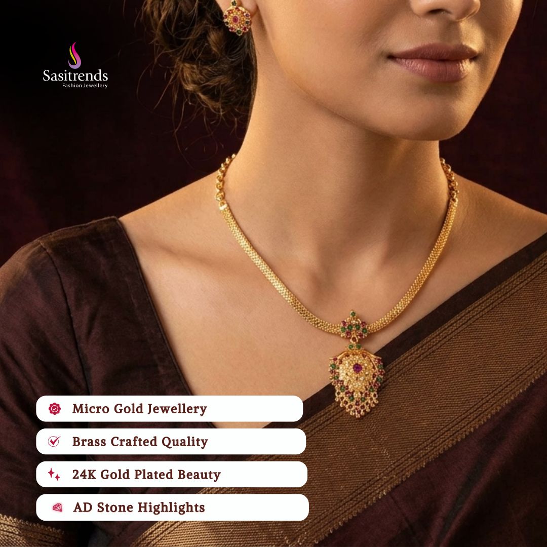 Guaranteed Micro gold plated AD stone necklace model image - Sasitrends