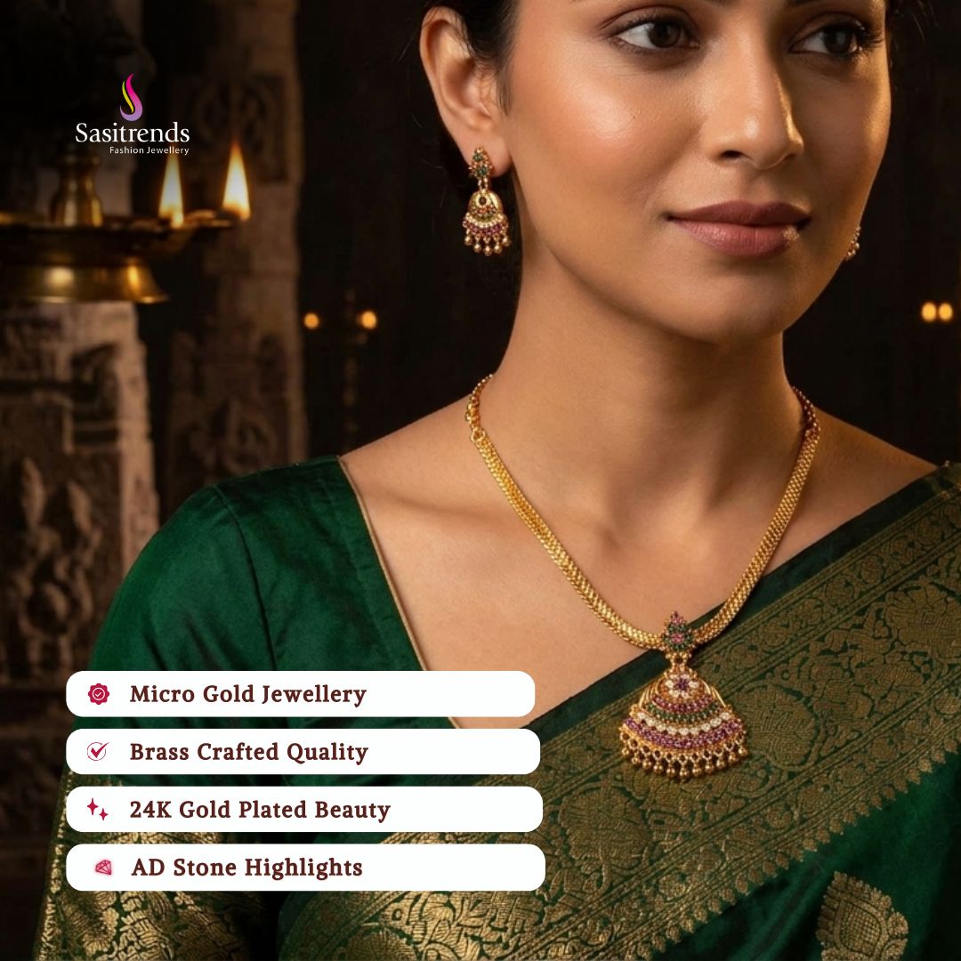 Guaranteed Micro gold plated AD stone necklace model image - Sasitrends