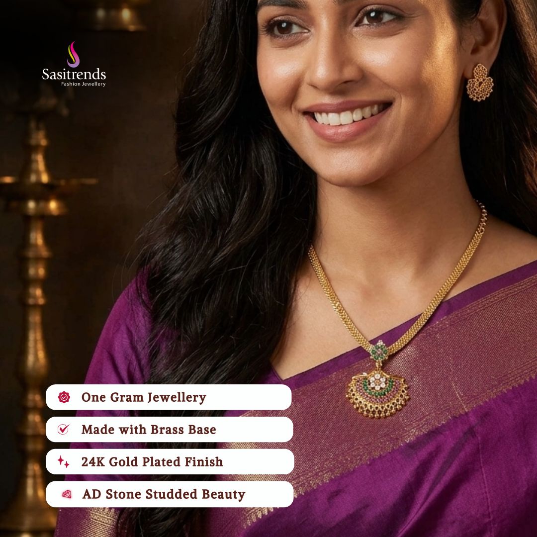 Guaranteed Micro gold plated AD stone necklace model image - Sasitrends