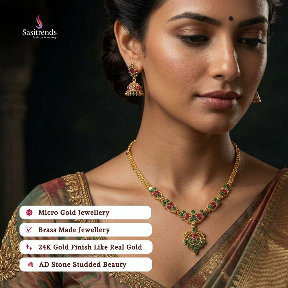 Guaranteed Micro gold plated AD stone necklace model image - Sasitrends