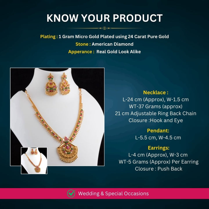 Micro Gold plated Necklace Jewellery Set Measurement Image - Sasitrends