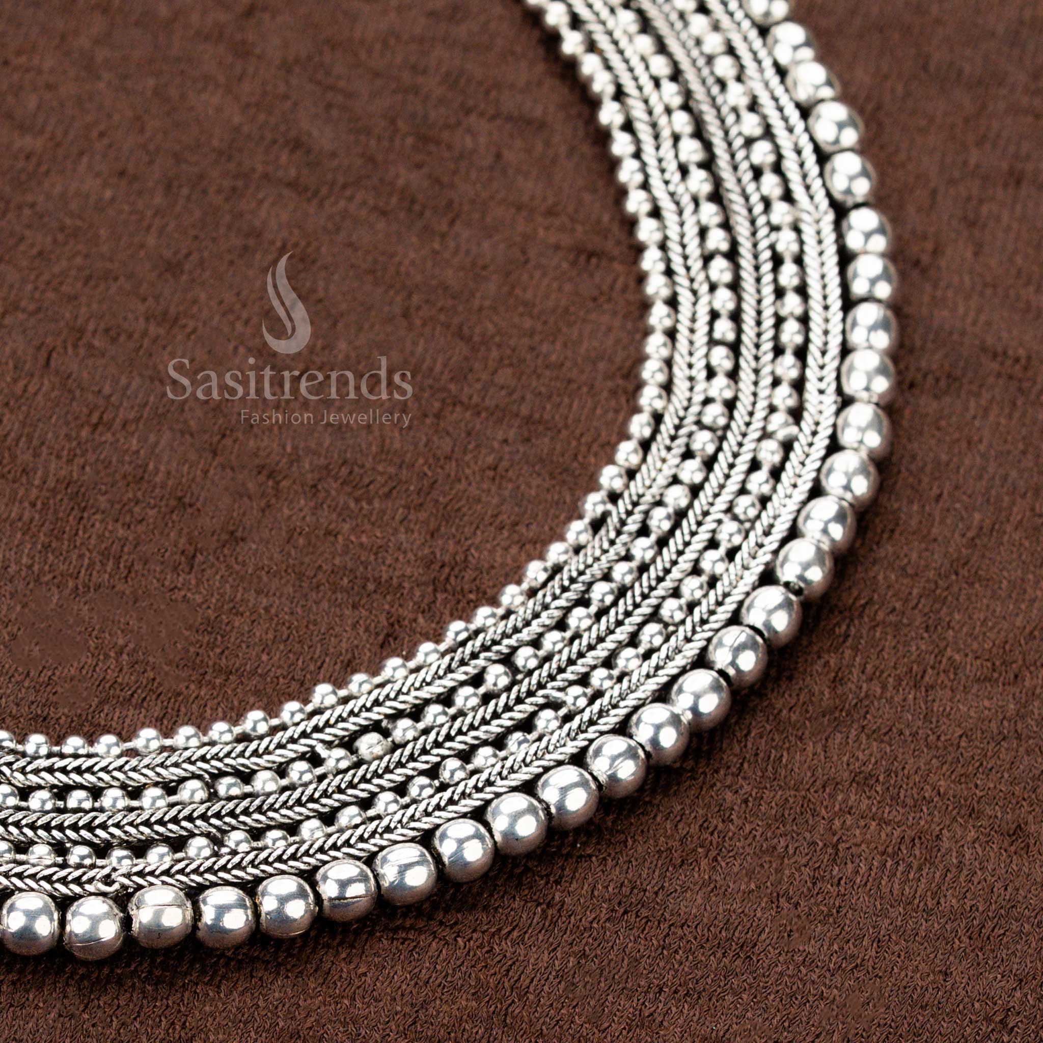 Oxidised multi strand ball choker necklace for festive wear – Sasitrends
