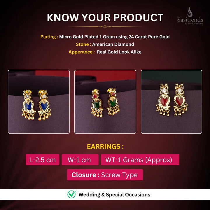 Micro Gold plated Earrings Measurement Image - Sasitrends