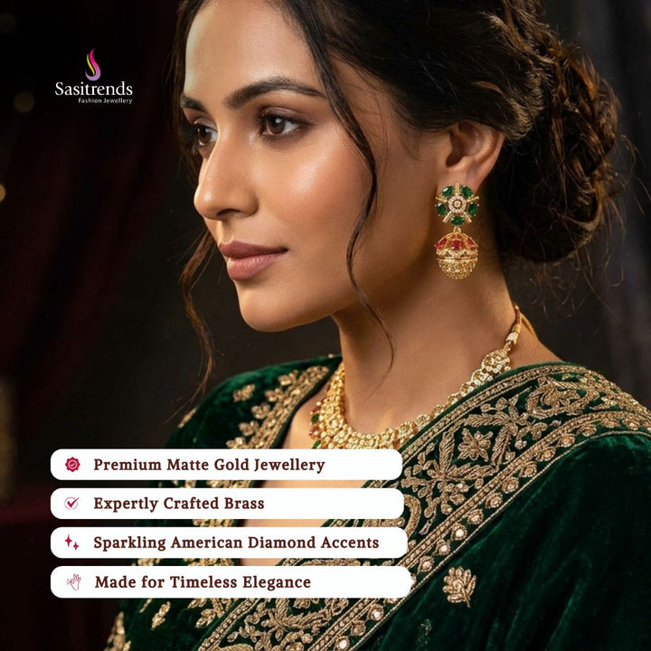 Matte gold plated earrings model image - Sasitrends