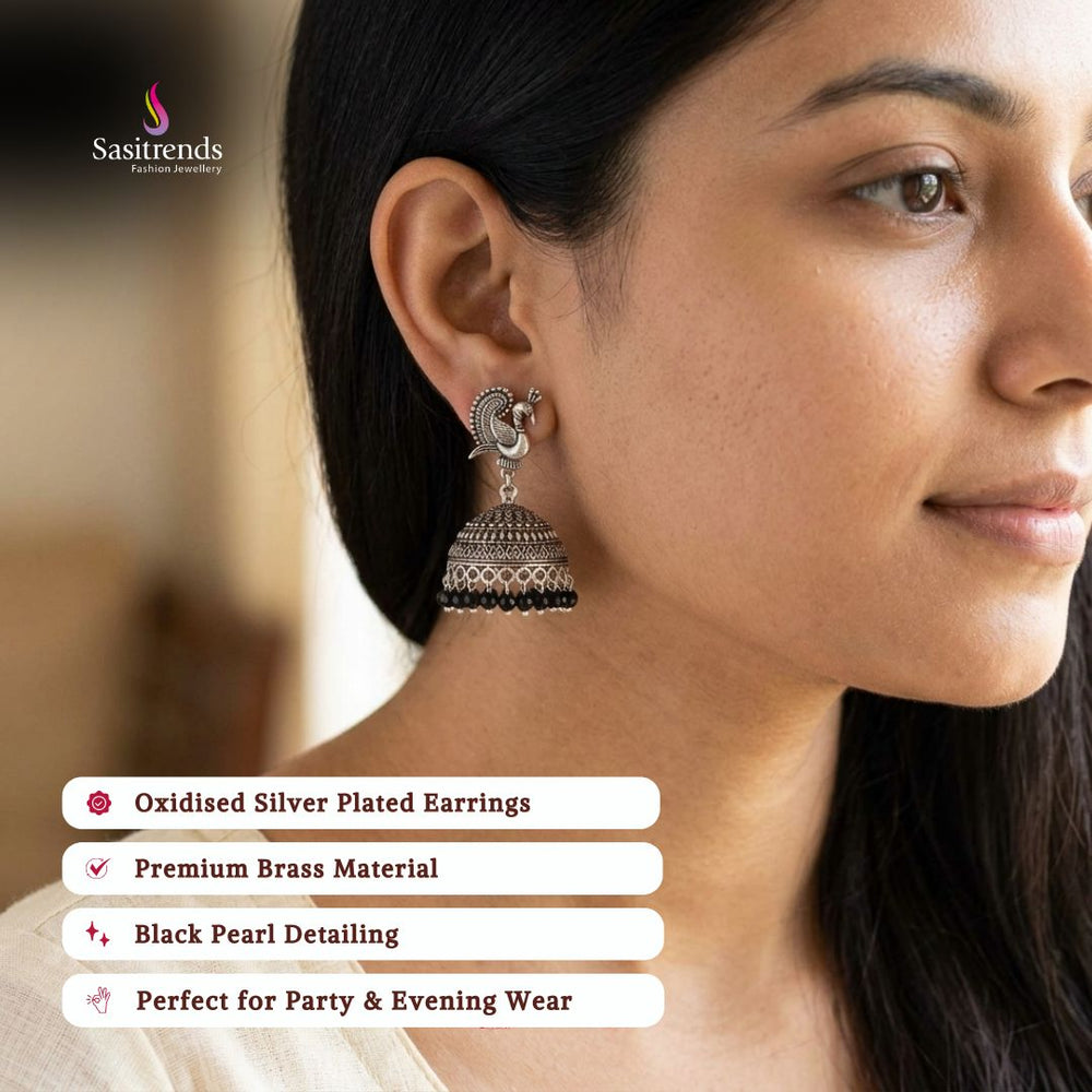 Oxidised silver plated earrings image - Sasitrends