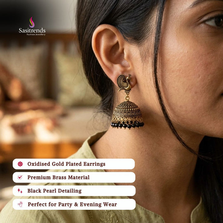 Oxidised silver plated earrings image - Sasitrends