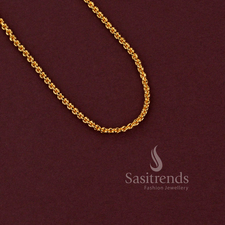 Micro gold plated interlocking rope link neck chain guaranteed to look like real gold - Sasitrends.