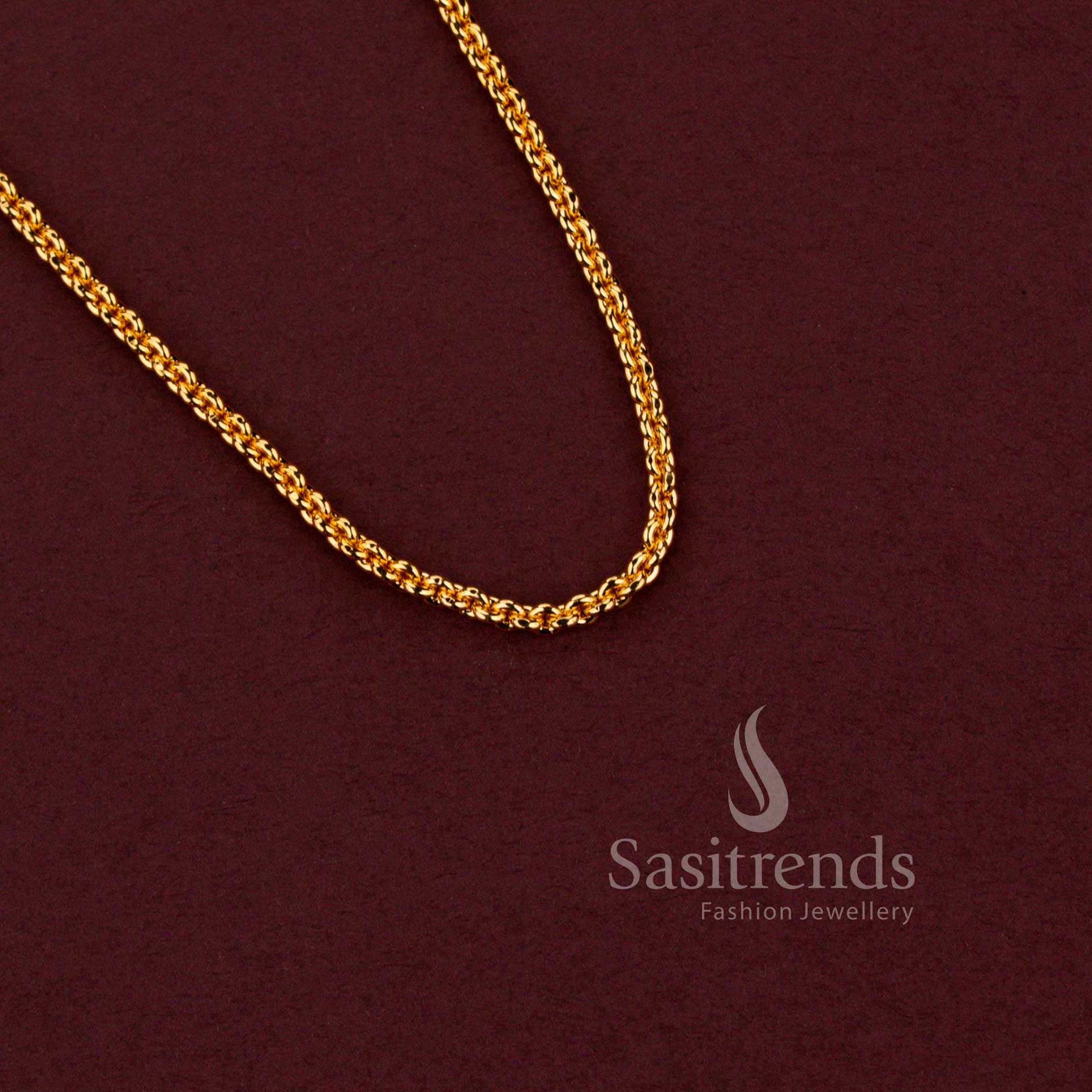 Micro gold plated interlocking rope link neck chain guaranteed to look like real gold - Sasitrends.