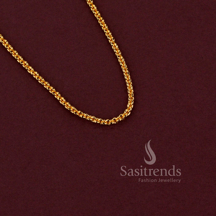 Micro gold plated interlocking rope link neck chain guaranteed to look like real gold - Sasitrends.