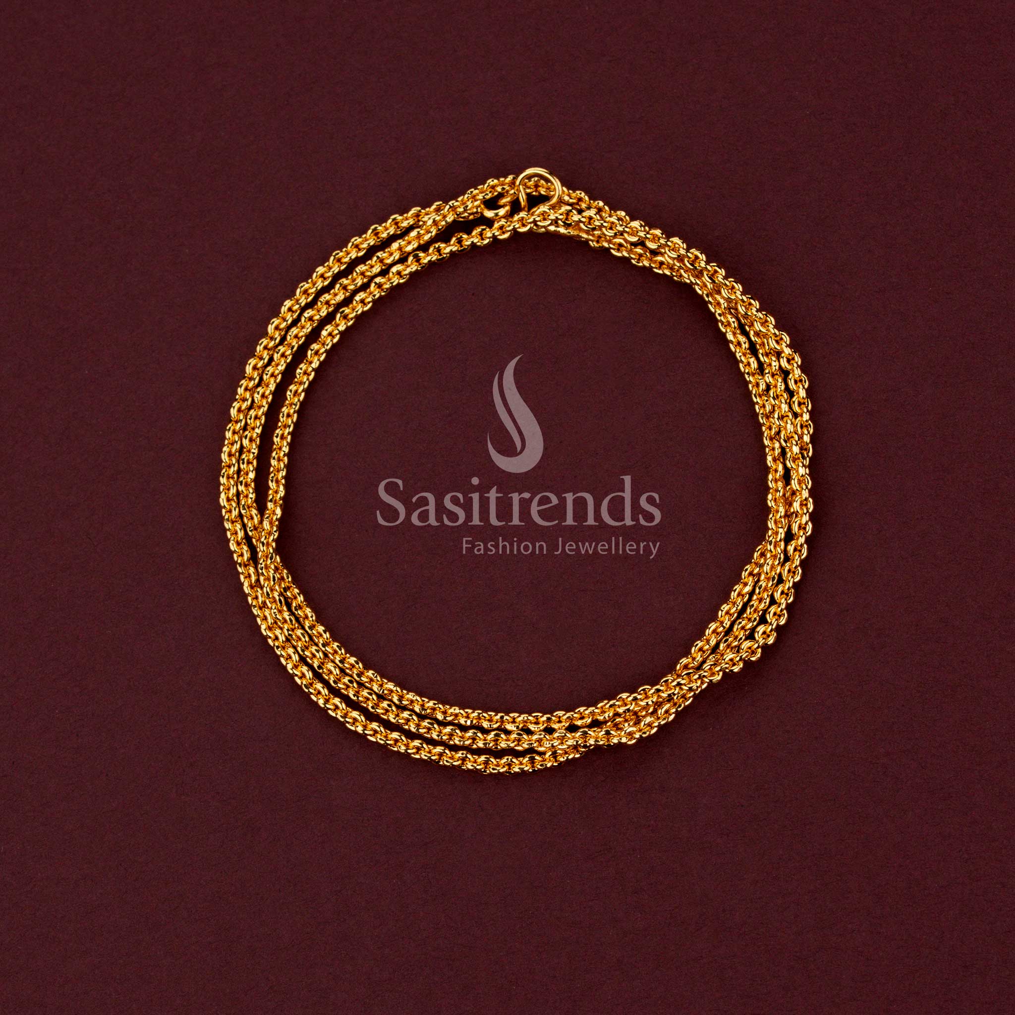 Micro gold plated interlocking rope link neck chain guaranteed to look like real gold - Sasitrends.