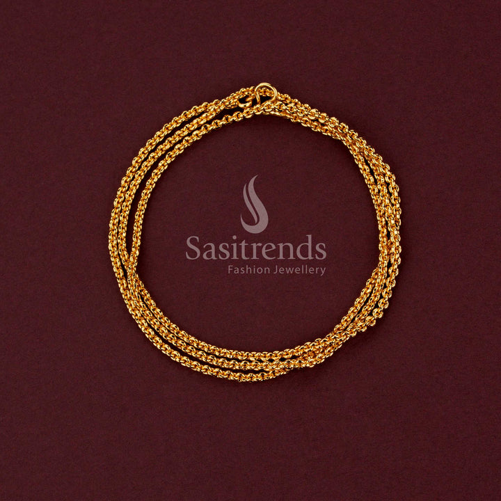 Micro gold plated interlocking rope link neck chain guaranteed to look like real gold - Sasitrends.