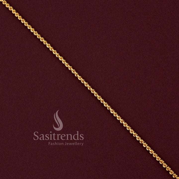 Traditional micro gold plated interlocking rope link neck chain guaranteed to look like real gold - Sasitrends.