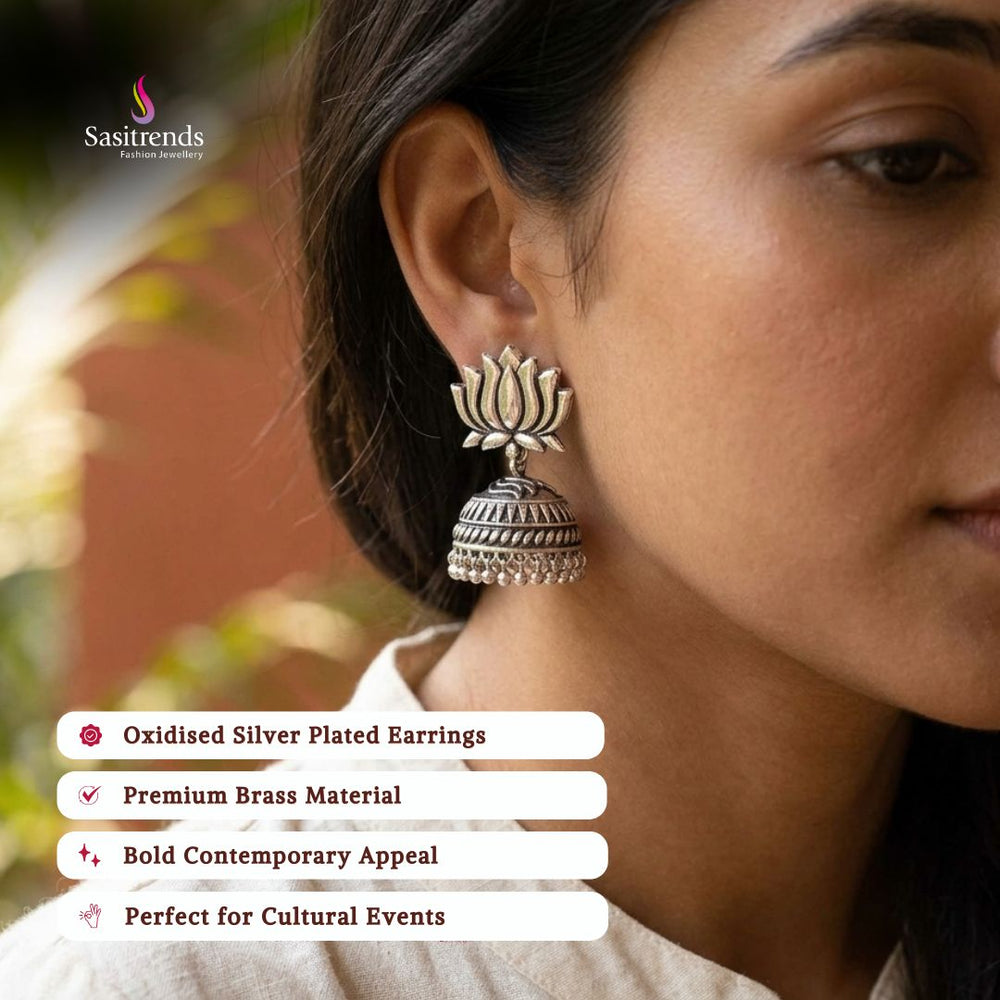 Oxidised silver plated earrings image - Sasitrends