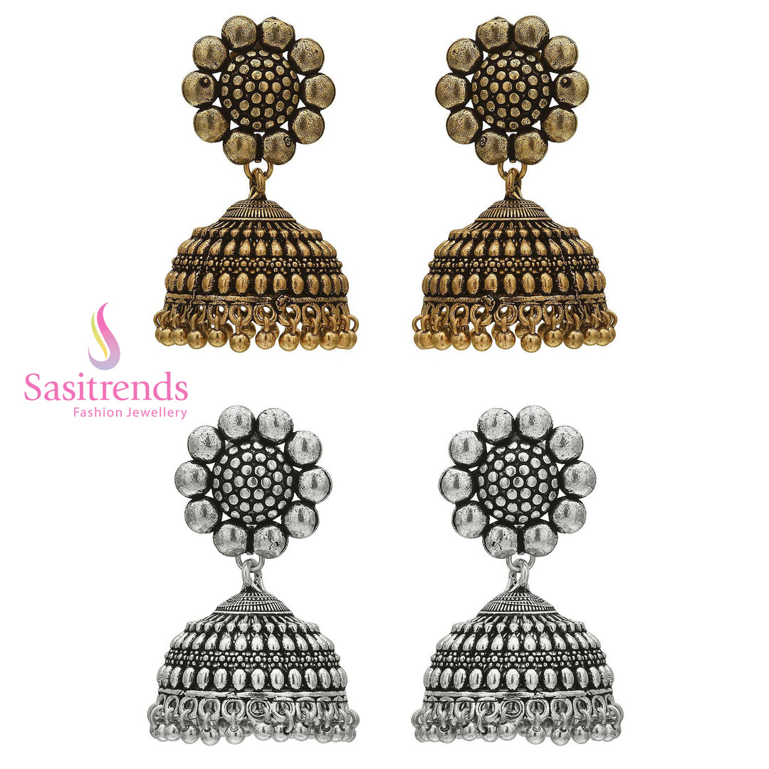 Elegant Oxidised German Silver Jhumka Set - Timeless Charm 
