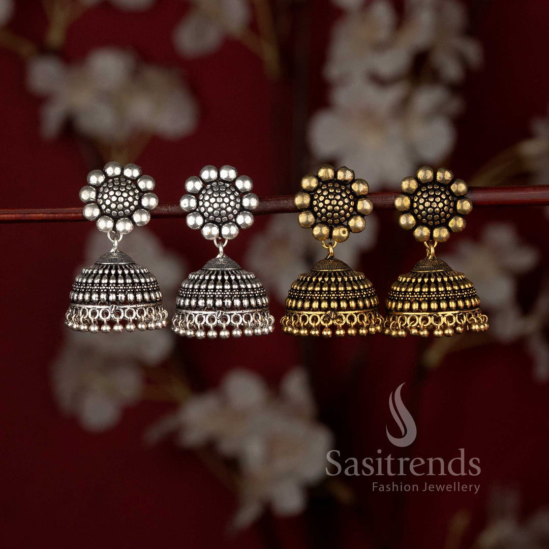 Elegant Oxidised German Silver Jhumka Set - Timeless Charm 