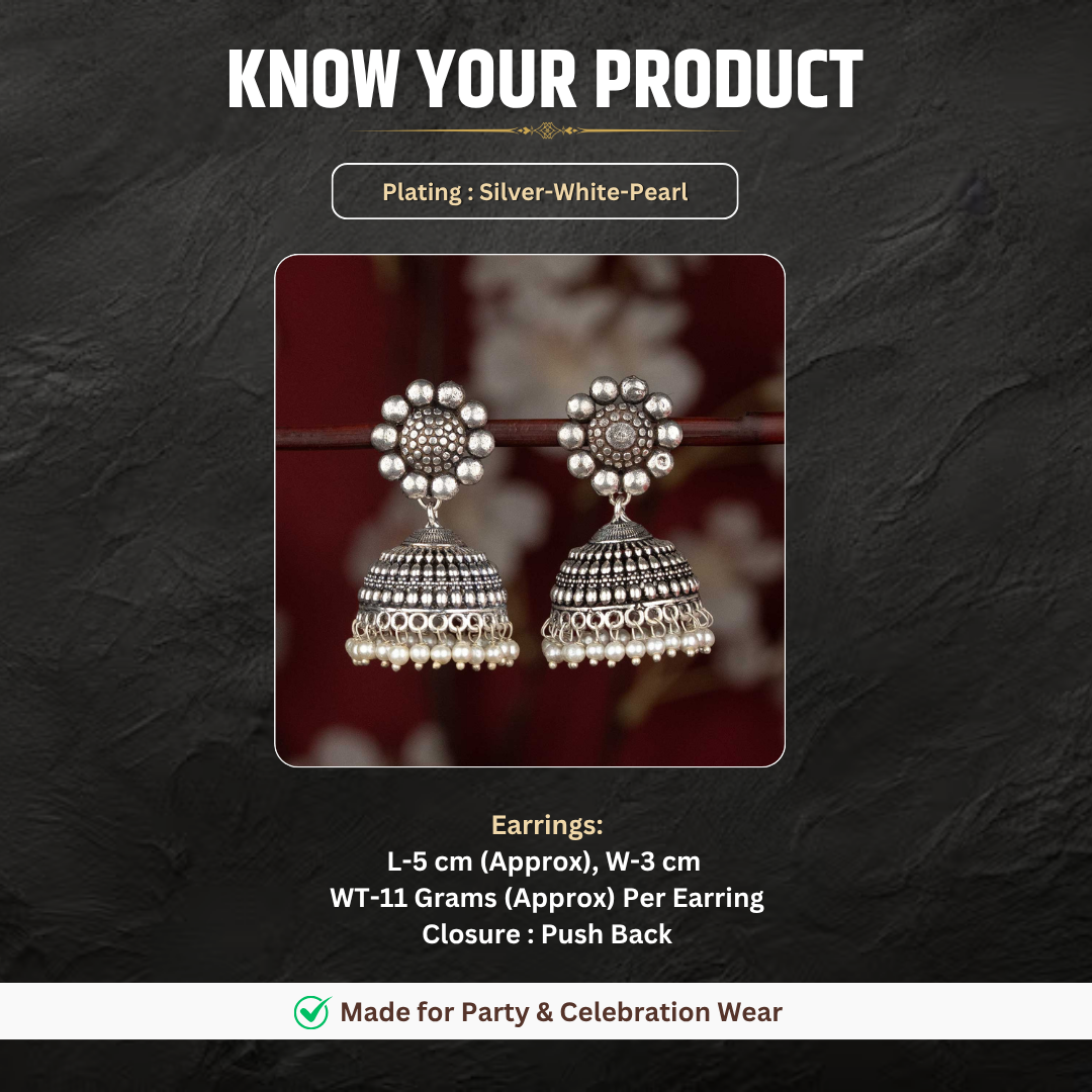 Oxidised jhumka measurement image - Sasitrends