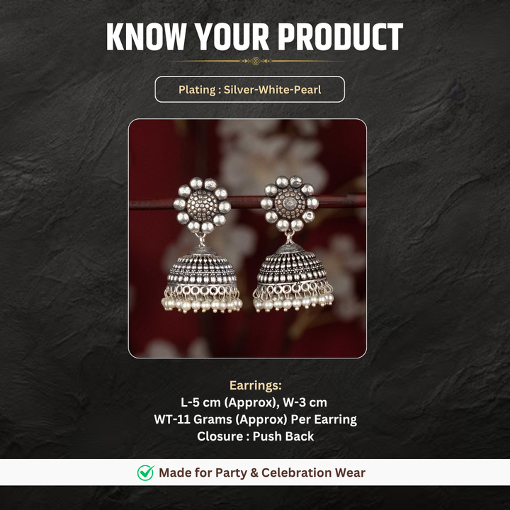 Oxidised jhumka measurement image - Sasitrends